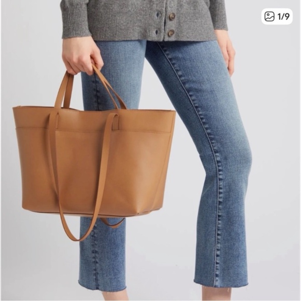 Madewell Essentials Leather‎ East/ West Tote in carved wood colour